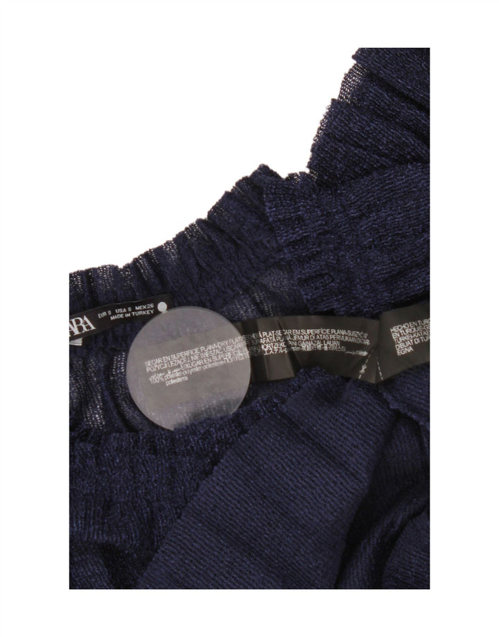 Zara Γυναικεία μακρυμάνικη μπλούζα Oversized Top UK 10 Small Navy Blue