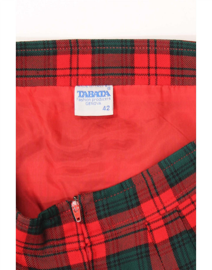 Vintage Γυναικεία Pencil Φούστα IT 42 Medium W27 Red Check Wool