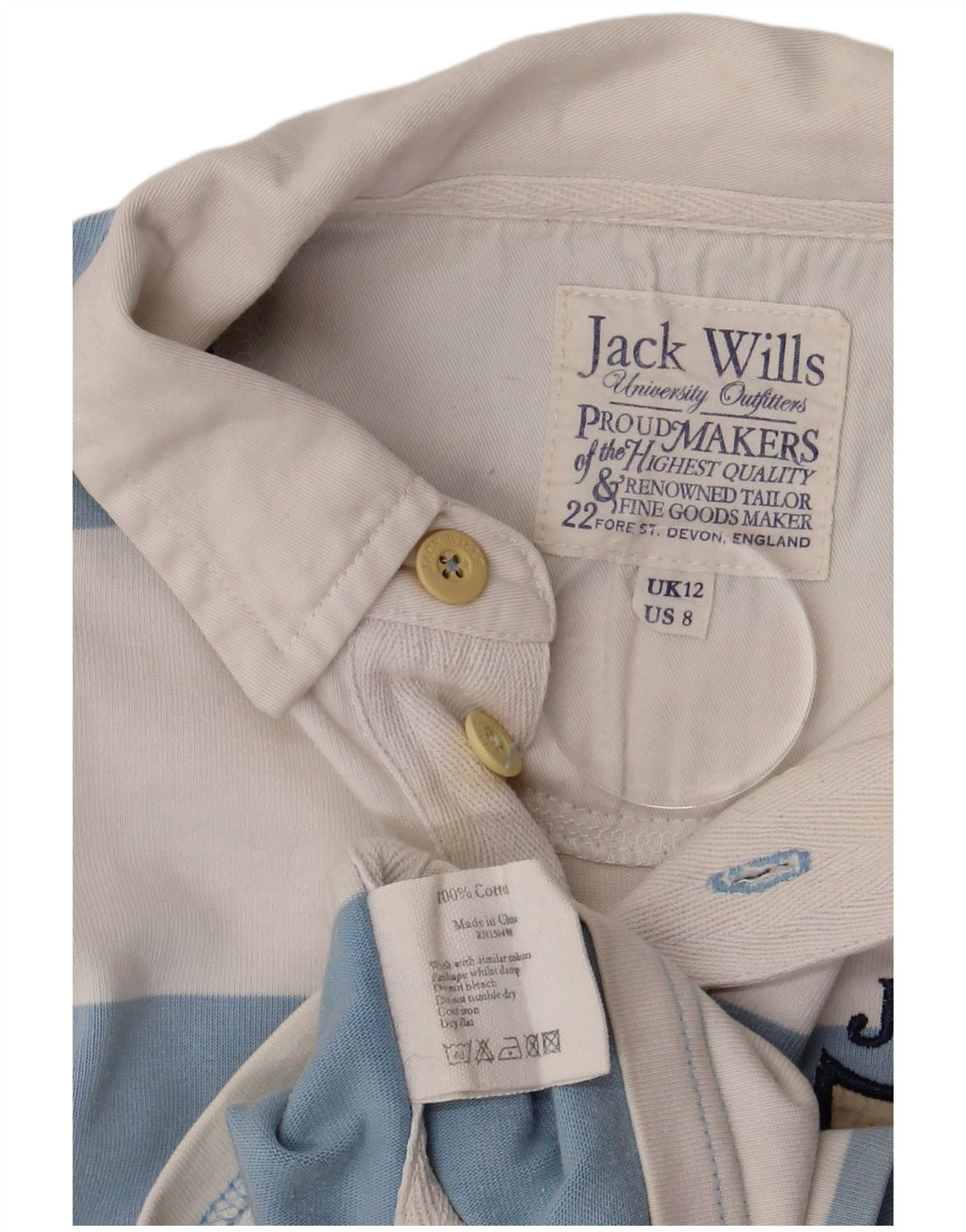 JACK WILLS Γυναικείο μπλουζάκι ράγκμπι πόλο UK 12 μεσαίου μπλε ριγέ
