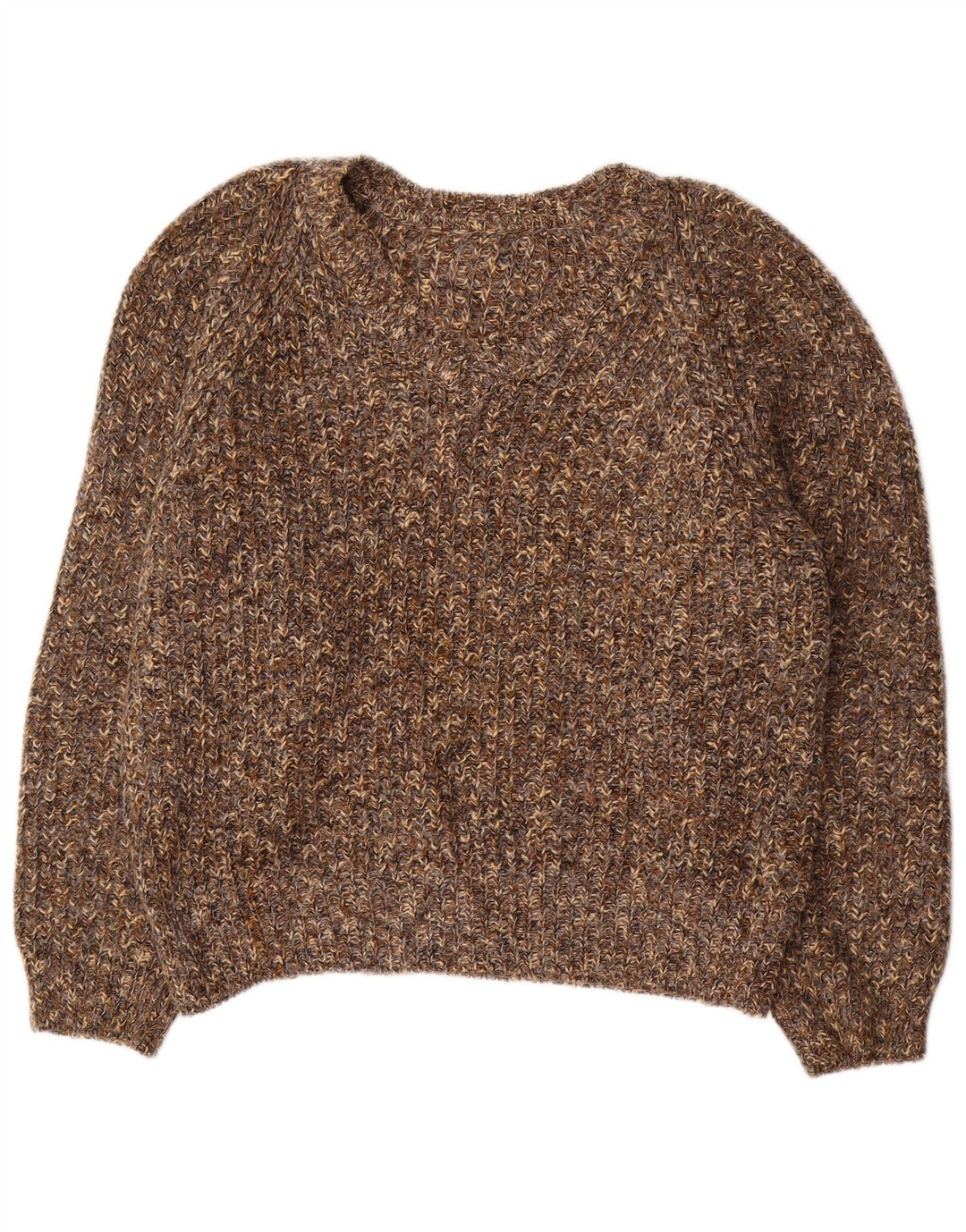 VINTAGE γυναικείο πουλόβερ με λαιμόκοψη V-λαιμόκοψη UK 18 XL σε καφέ φλύκταινα