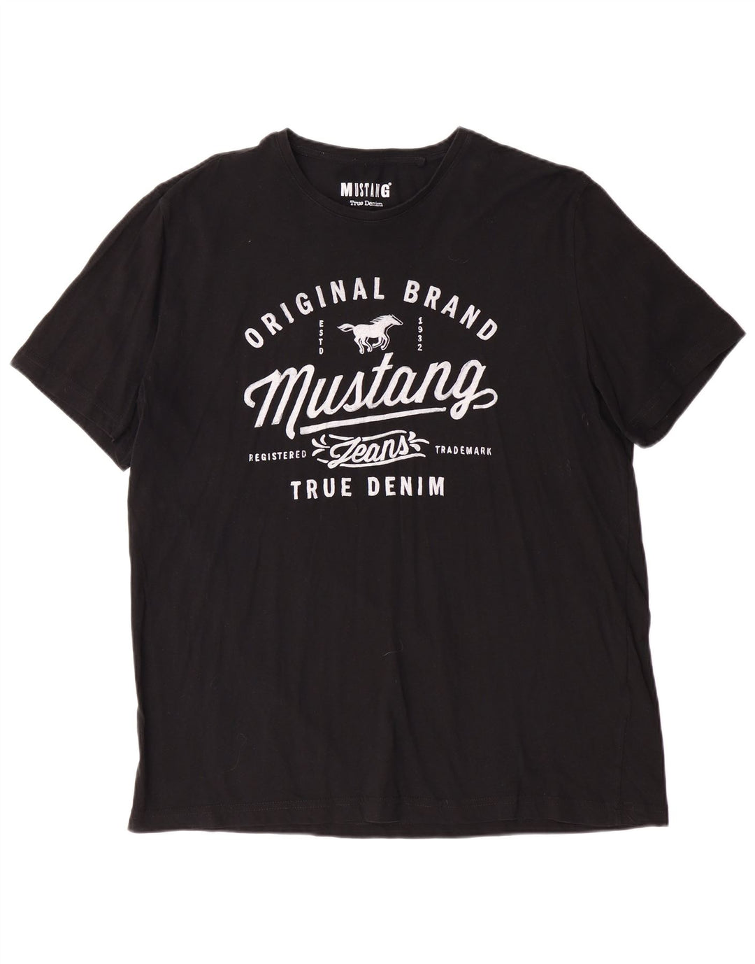 MUSTANG Ανδρικό γραφικό T-Shirt Top XL Μαύρο βαμβακερό