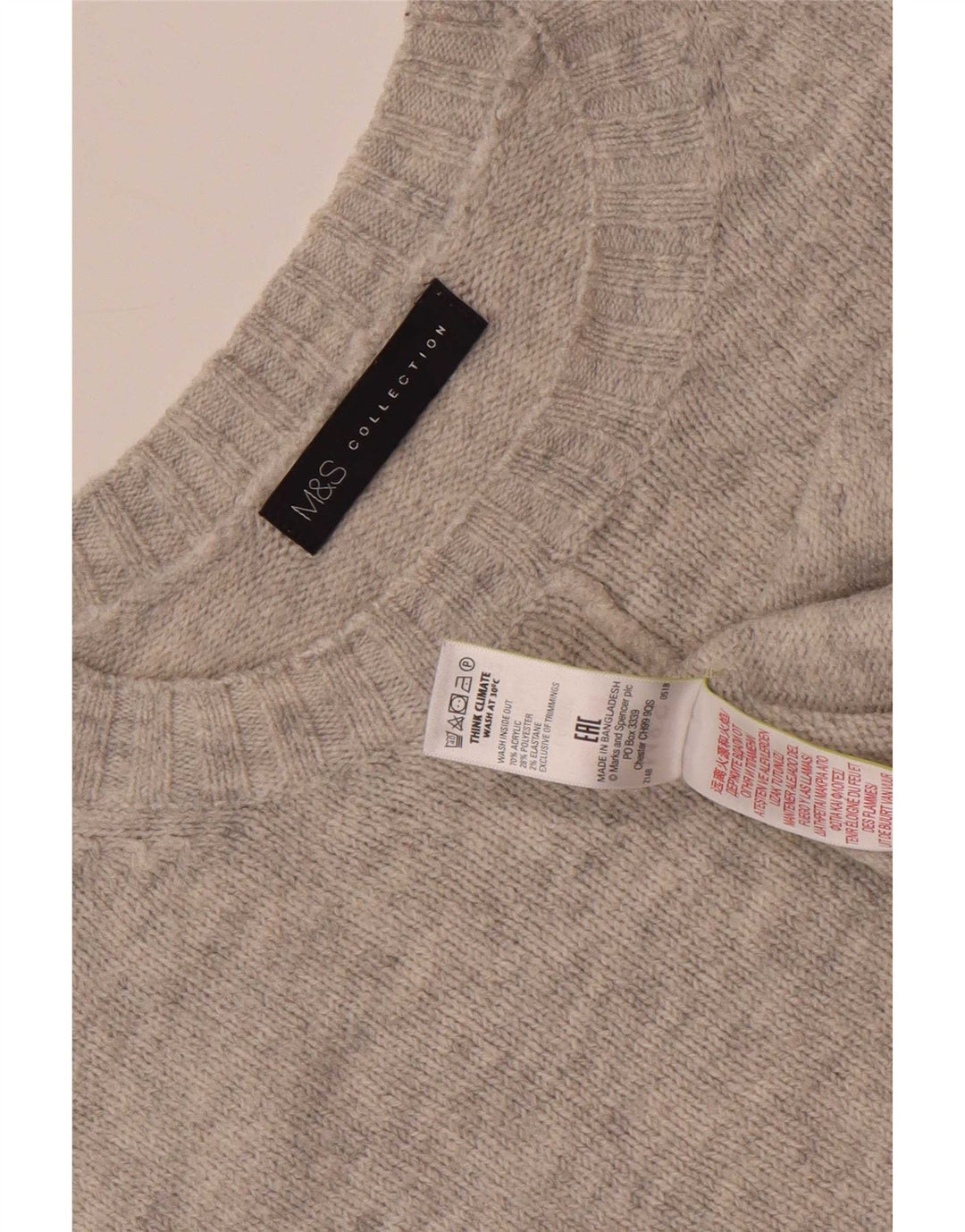 Marks & Spencer Γυναικείο πουλόβερ μεγάλου μεγέθους Crew Neck Jumper UK 16 Large Grey