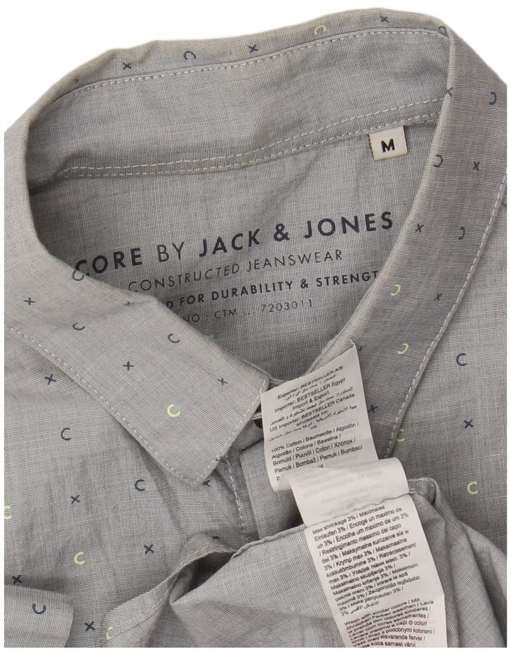 Ανδρικό κοντομάνικο πουκάμισο Jack & Jones, Βαμβακερό μεσαίο γκρι με στίγματα