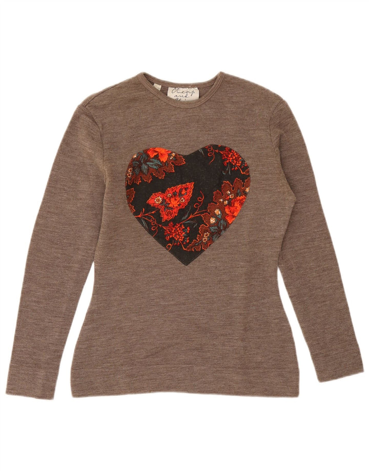 Moschino Γυναικείο πουλόβερ με λαιμόκοψη UK 12 Medium Grey Floral Heart