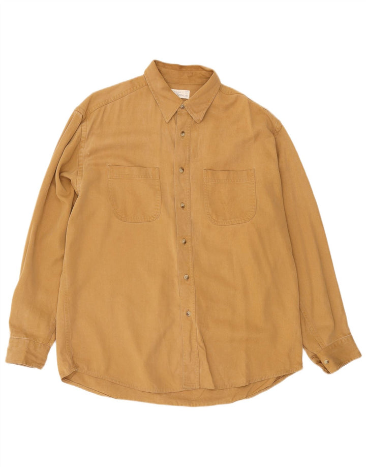 Ανδρικό πουκάμισο Marks & Spencer Large Beige Lyocell