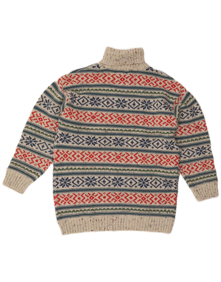 Ανδρικό πουλόβερ Trend Roll Neck Jumper Medium Grey Fair Isle Acrylic