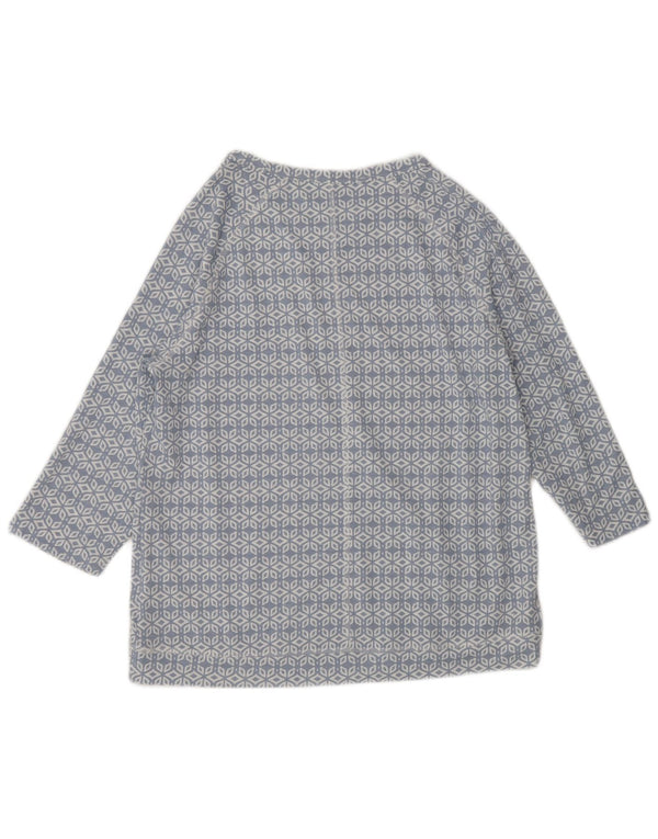 MARKS & SPENCER Womens Top 3/4 Sleeve UK 12 Medium Blue Geometric