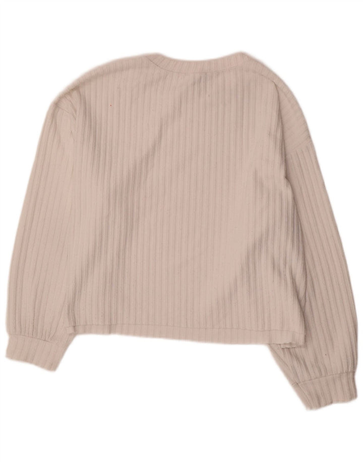 Zara Γυναικείο Trafaluc Oversized Top μακρυμάνικο UK 16 μεγάλο λευκό πολυεστέρας