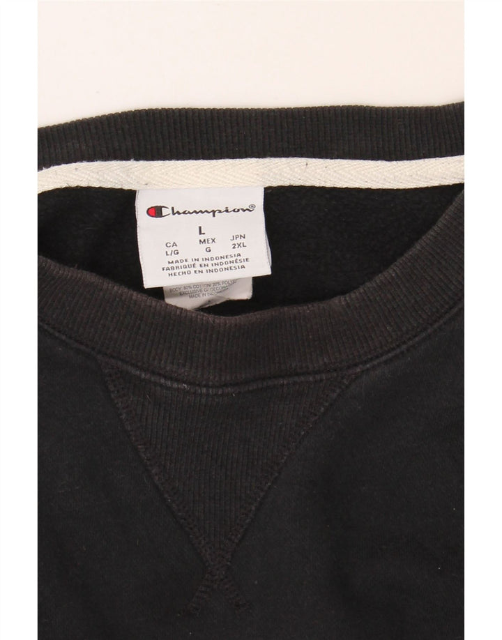 CHAMPION Mens Sweatshirt Jumper Large Black Cotton Vintage Champion and Second-Hand Champion from Messina Hembry 