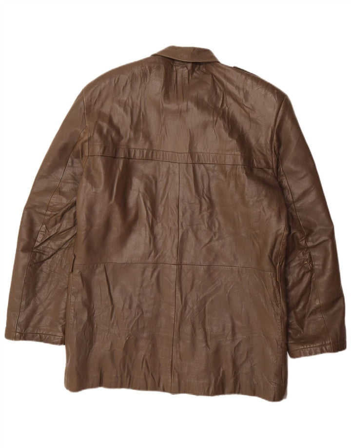 VINTAGE Mens Leather Jacket IT 50 Large Grey Leather