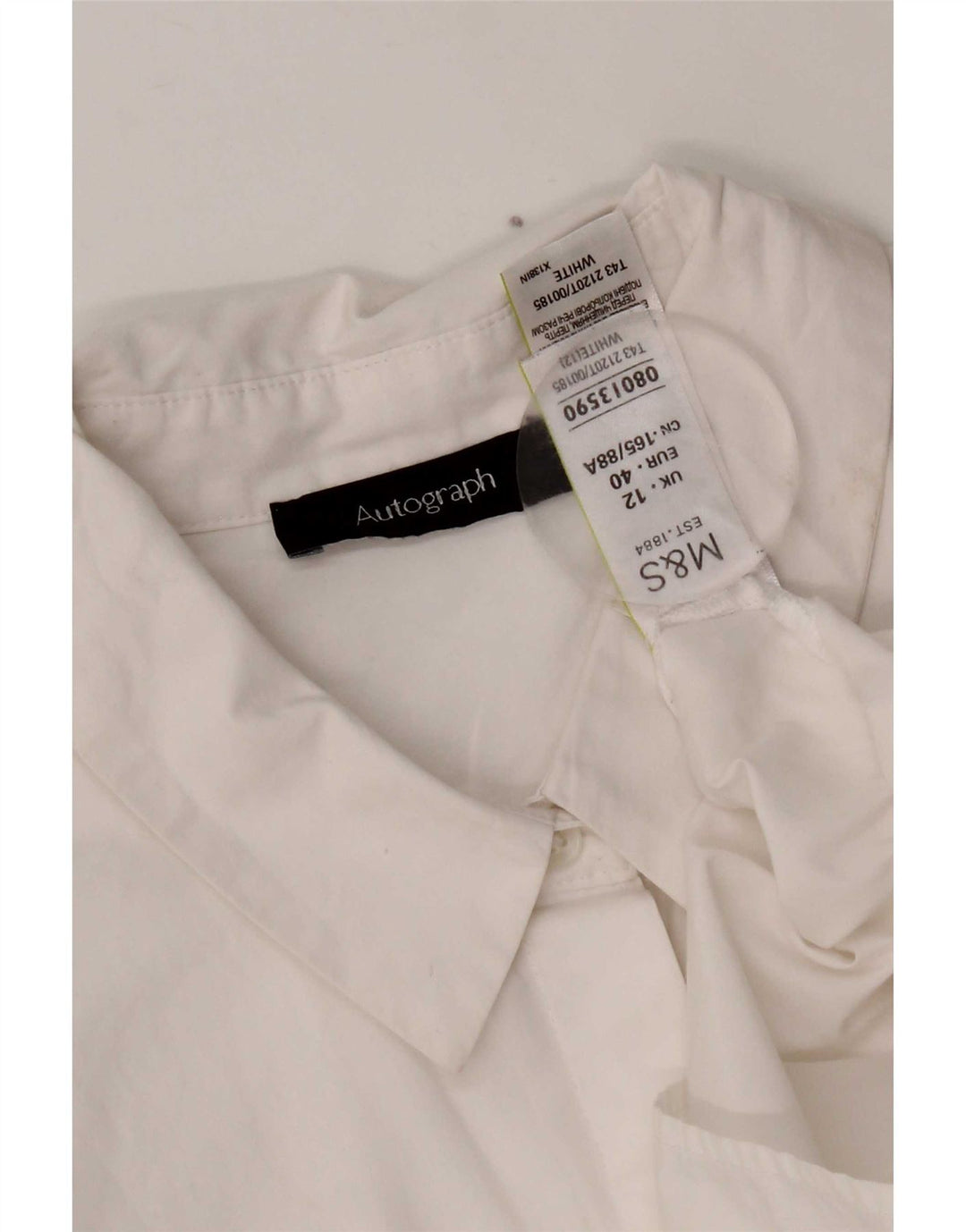 Marks & Spencer Γυναικείο Πουκάμισο Αυτόγραφο Μπλούζα UK 12 Μεσαίο λευκό βαμβακερό