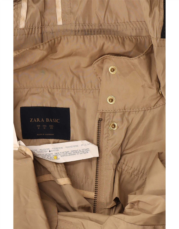 Zara Γυναικείο μπουφάν βροχής με κουκούλα UK 12 Medium Beige Polyester