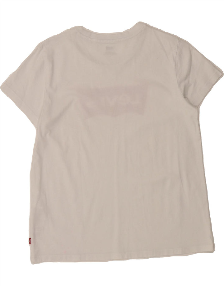 LEVI'S Womens Graphic T-Shirt Top UK 14 Medium White Cotton Vintage Levi's and Second-Hand Levi's from Messina Hembry 