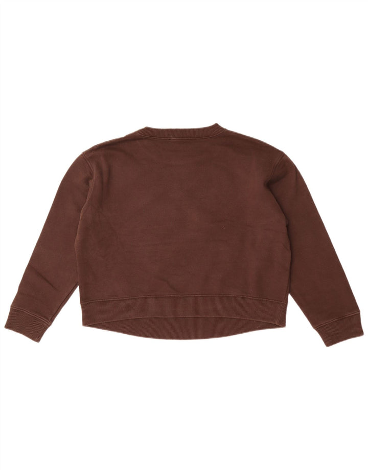 Γυναικεία Zara Crop Graphic Φούτερ Jumper UK 10 Small Brown