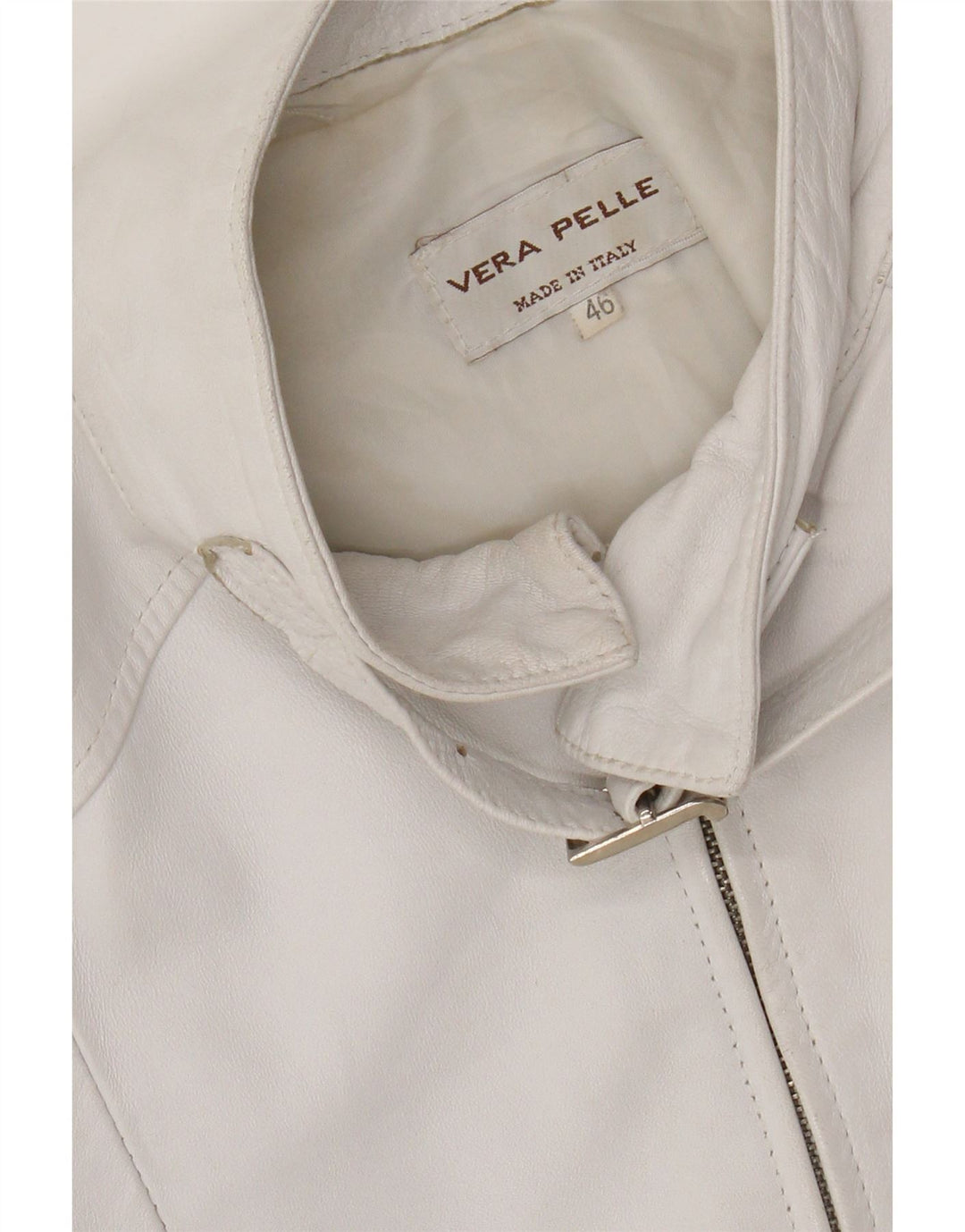 Vintage Γυναικείο Crop Δερμάτινο Μπουφάν IT 46 Large White Leather