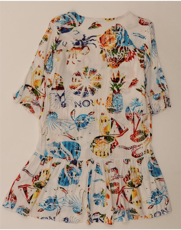 Γυναικείο Desigual Graphic A-Line φόρεμα UK 10 Small White Animal Print Viscose