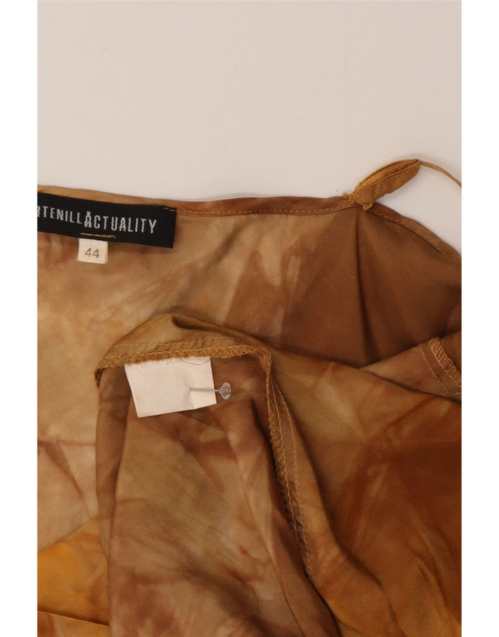 Vintage Γυναικείο Abstract Pattern Maxi Slip φόρεμα IT 44 Μεσαίο καφέ μετάξι