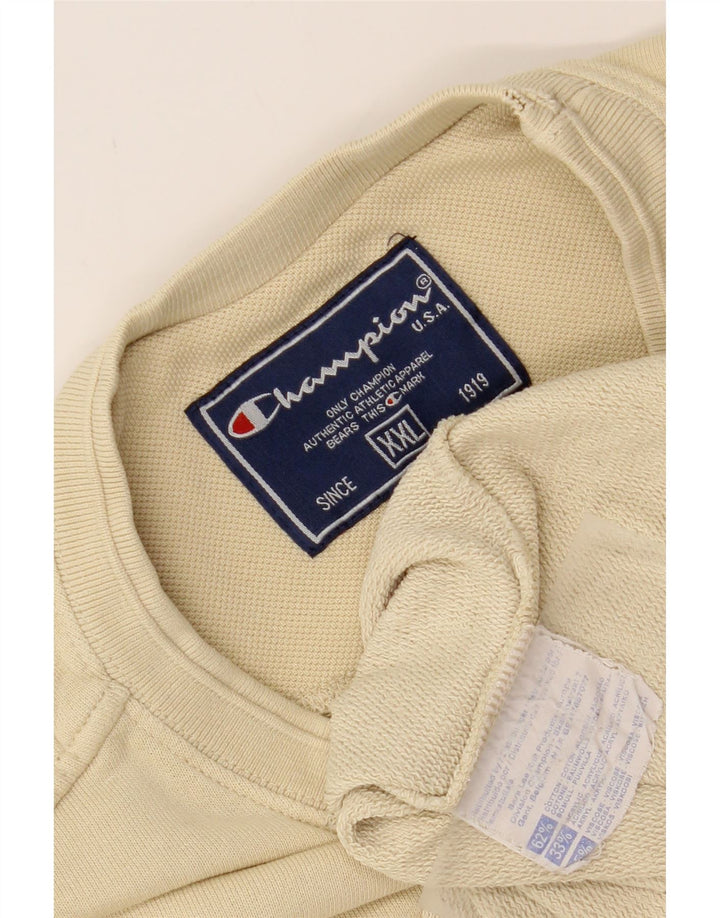 CHAMPION Mens Graphic Sweatshirt Jumper 2XL Yellow Cotton Vintage Champion and Second-Hand Champion from Messina Hembry 