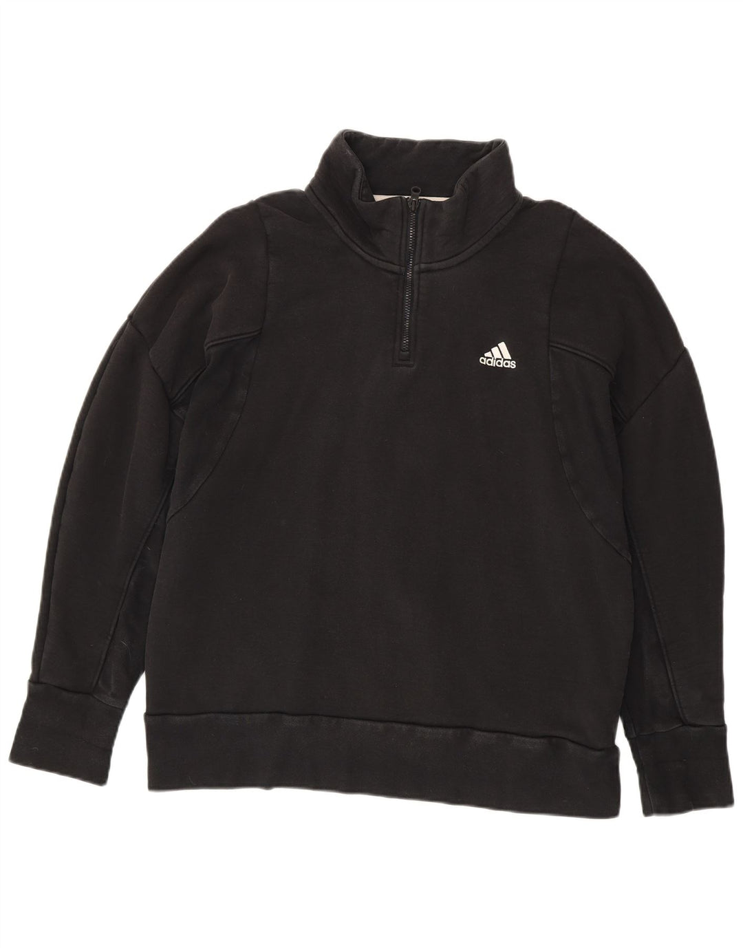 Ανδρικό φούτερ Adidas με φερμουάρ, μαύρο βαμβακερό