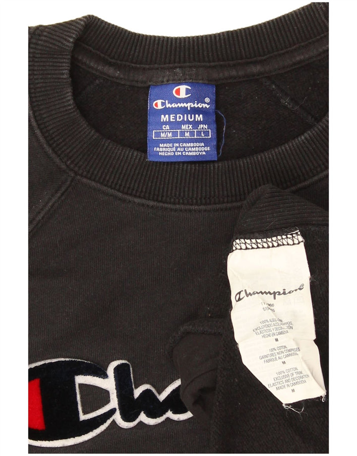 Champion Womens Graphic Oversized Φούτερ Jumper UK 14 Medium Black