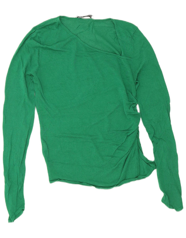 Zara Womens Top Long Sleeve UK 14 Large Green
