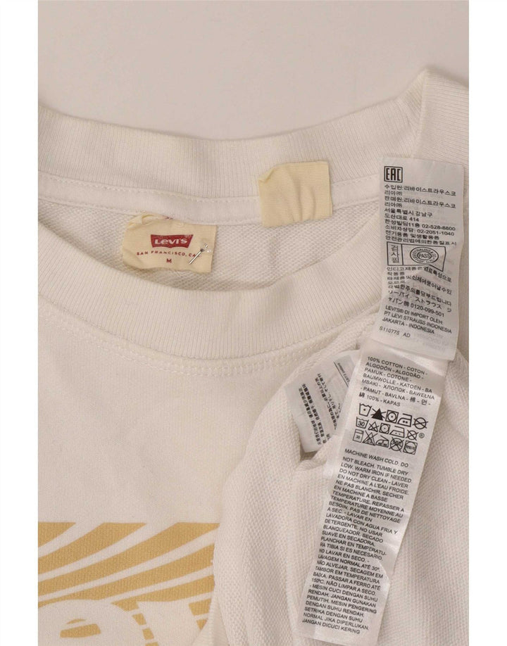 Γυναικείο γραφικό υπερμεγέθη φούτερ Levi's Jumper UK 14 Μεσαίο λευκό βαμβακερό