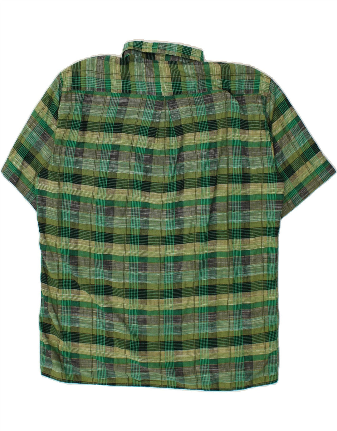 INGRAM Mens Short Sleeve Shirt XL Green Check Polyester Vintage Ingram and Second-Hand Ingram from Messina Hembry 