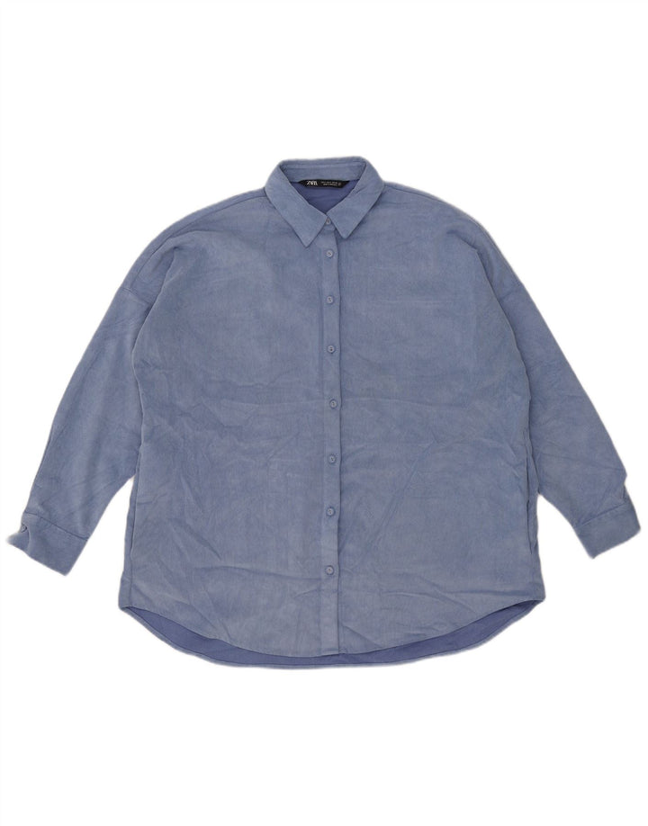 Zara Γυναικείο κοτλέ πουκάμισο UK 10 Small Blue Polyester