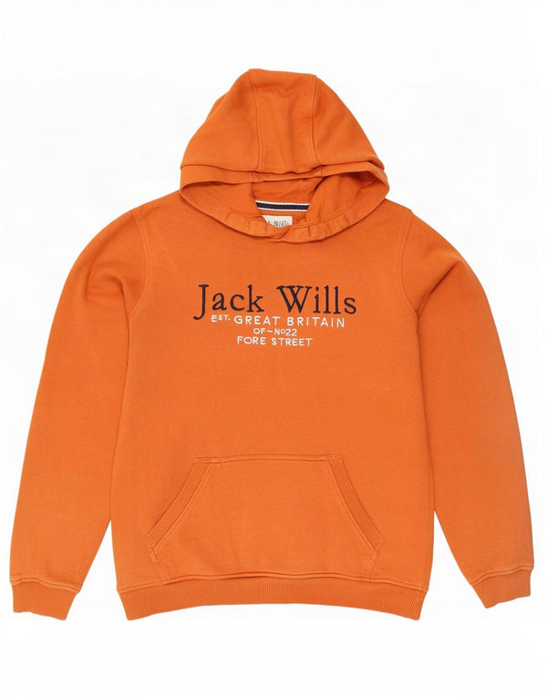 Jack Wills Boys Graphic Hoodie Jumper 14-15 Years Orange Cotton