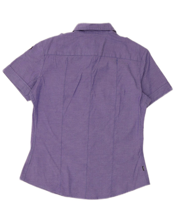 Blauer Γυναικείο Military κοντομάνικο πουκάμισο UK 18 XL μωβ βαμβακερό