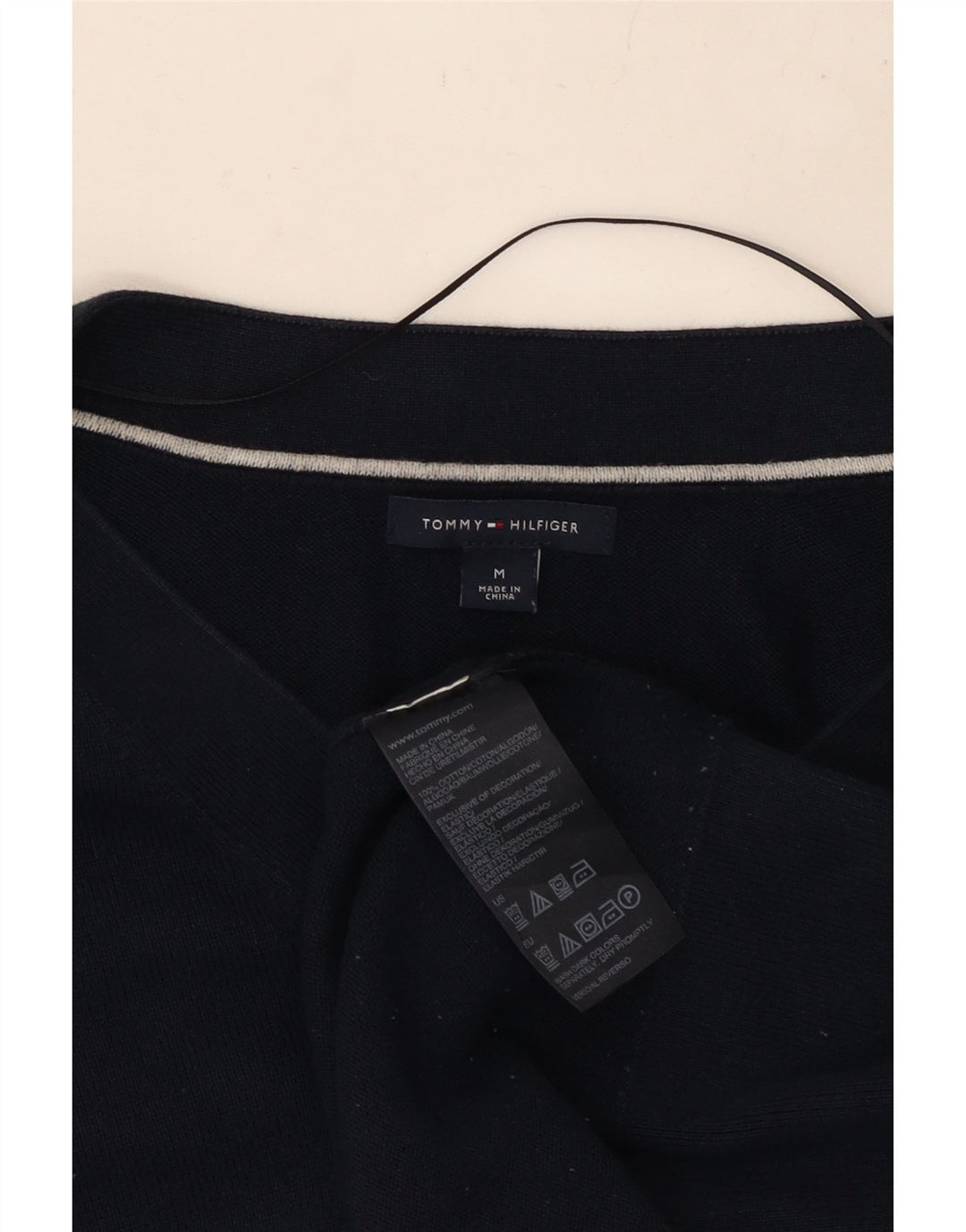 TOMMY HILFIGER Γυναικείο πουλόβερ με λαιμόκοψη με V λαιμόκοψη UK 14 μεσαίο μπλε βαμβακερό