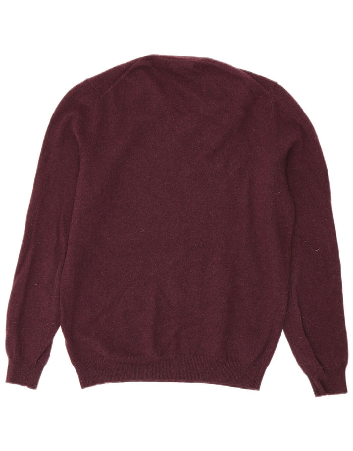 Ανδρικό πουλόβερ Massimo Dutti με V λαιμόκοψη, μεσαίο μπορντό