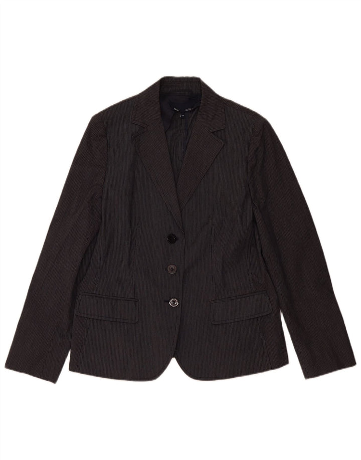 LES COPAINS Γυναικείο σακάκι με 3 κουμπιά μπλέιζερ IT 46 Large Navy Blue Pinstripe