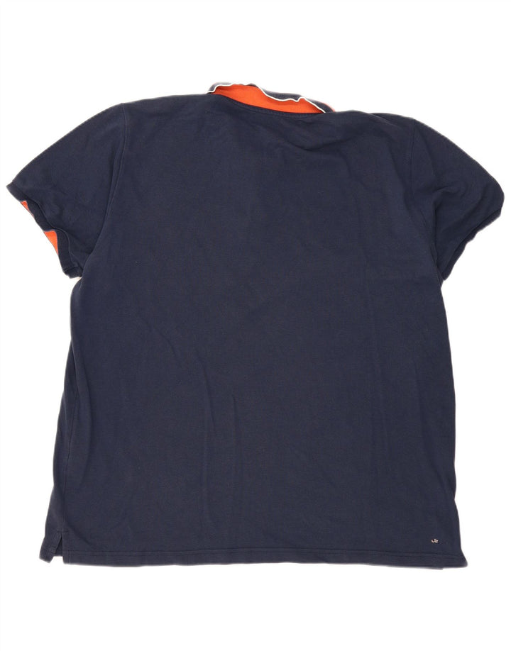 Ανδρικό μπλουζάκι πόλο ADIDAS 2XL Navy Blue Colorblock Βαμβακερό