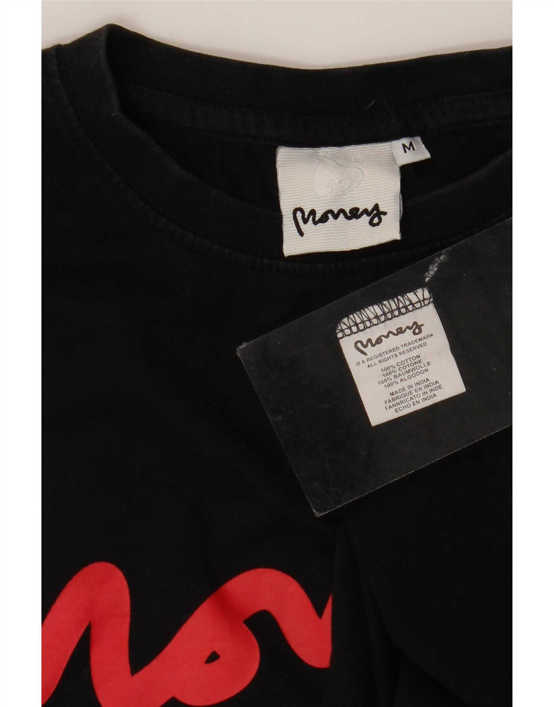 Ανδρικό γραφικό T-Shirt Money Top Μεσαίο μαύρο βαμβακερό