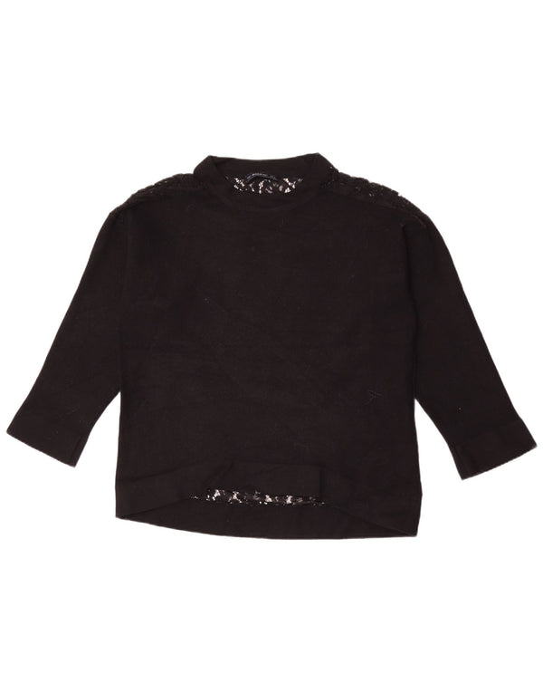 Zara Γυναικείο τοπ μακρυμάνικο UK 14 Medium Black Floral