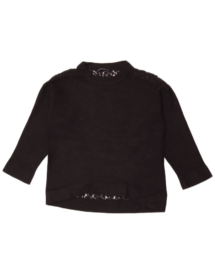 Zara Γυναικείο τοπ μακρυμάνικο UK 14 Medium Black Floral