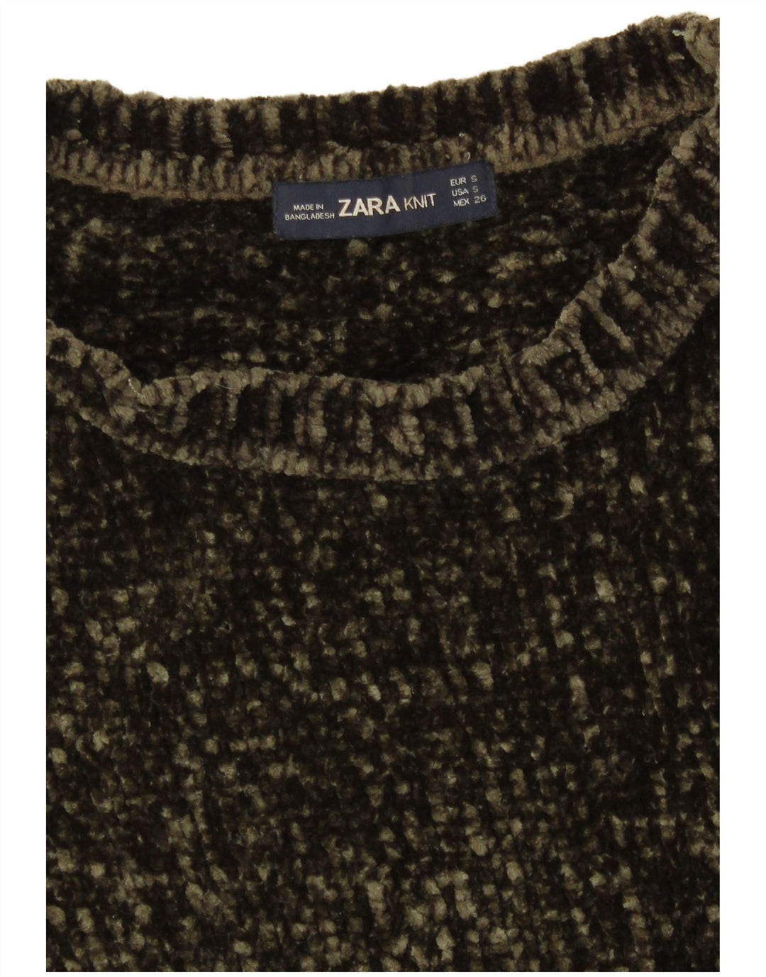 Zara Γυναικείο πουλόβερ με λαιμόκαυμα μεγάλου μεγέθους UK 10 Small Khaki Polyester