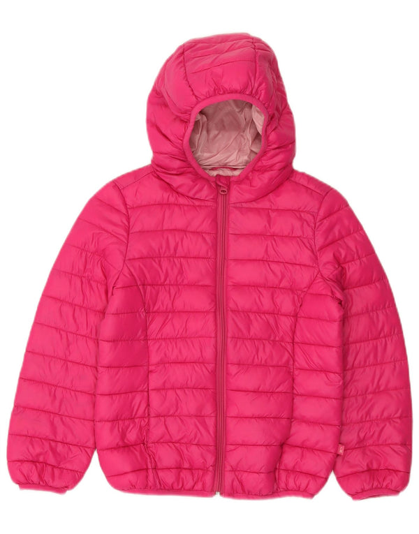Benetton Girls Hooded Jacket 7-8 Years Medium Pink Polyamide