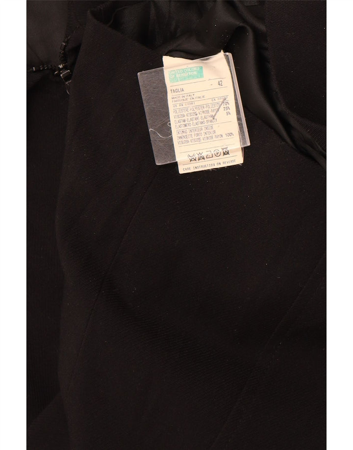 BENETTON Womens Blazer Jacket IT 42 Medium Black Polyester