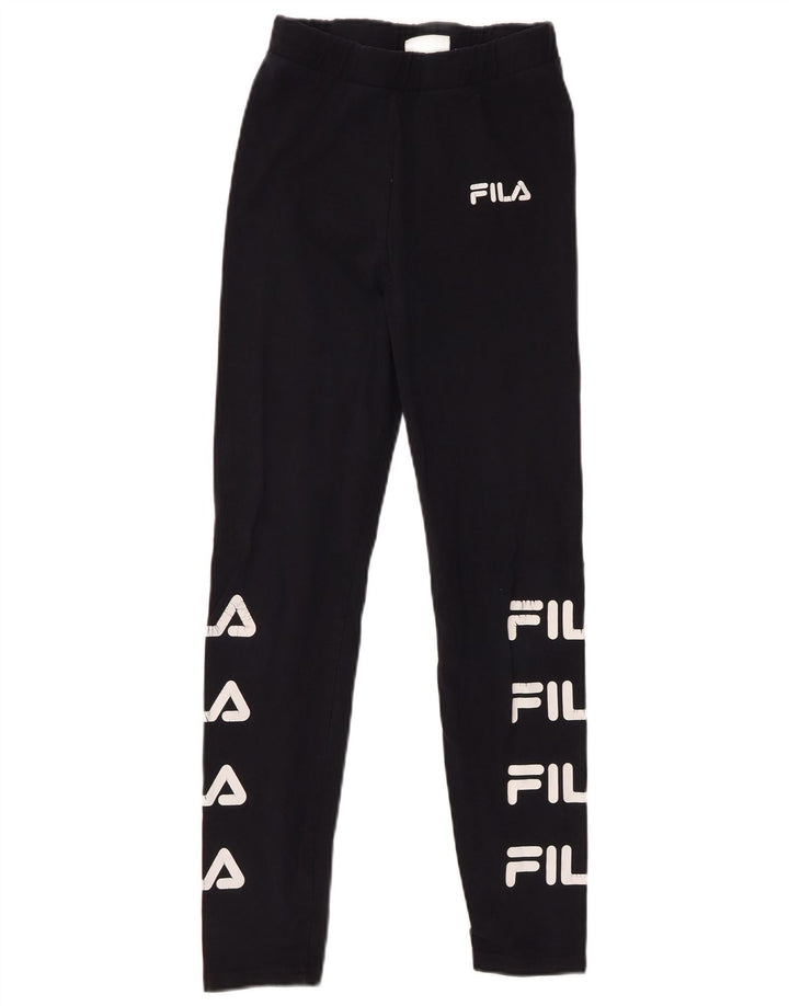 Γυναικεία γραφικά κολάν FILA UK 10 Small Black Cotton