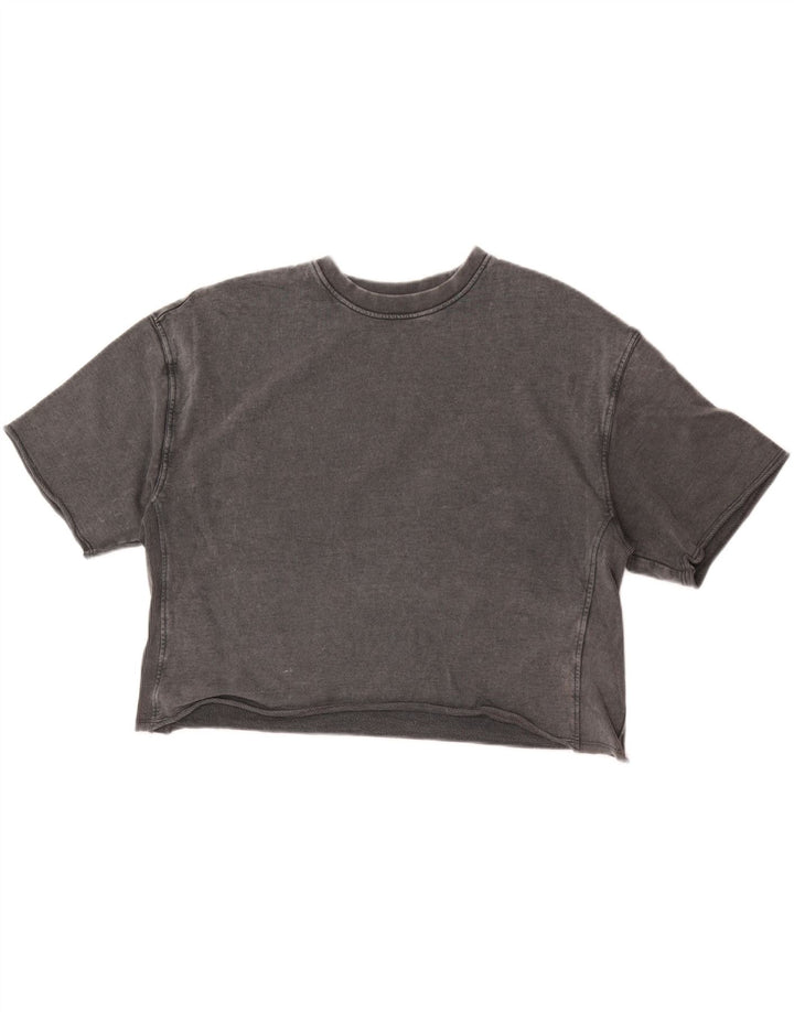 Zara Γυναικείο T-Shirt T-Shirt Top UK 14 Medium Grey Cotton