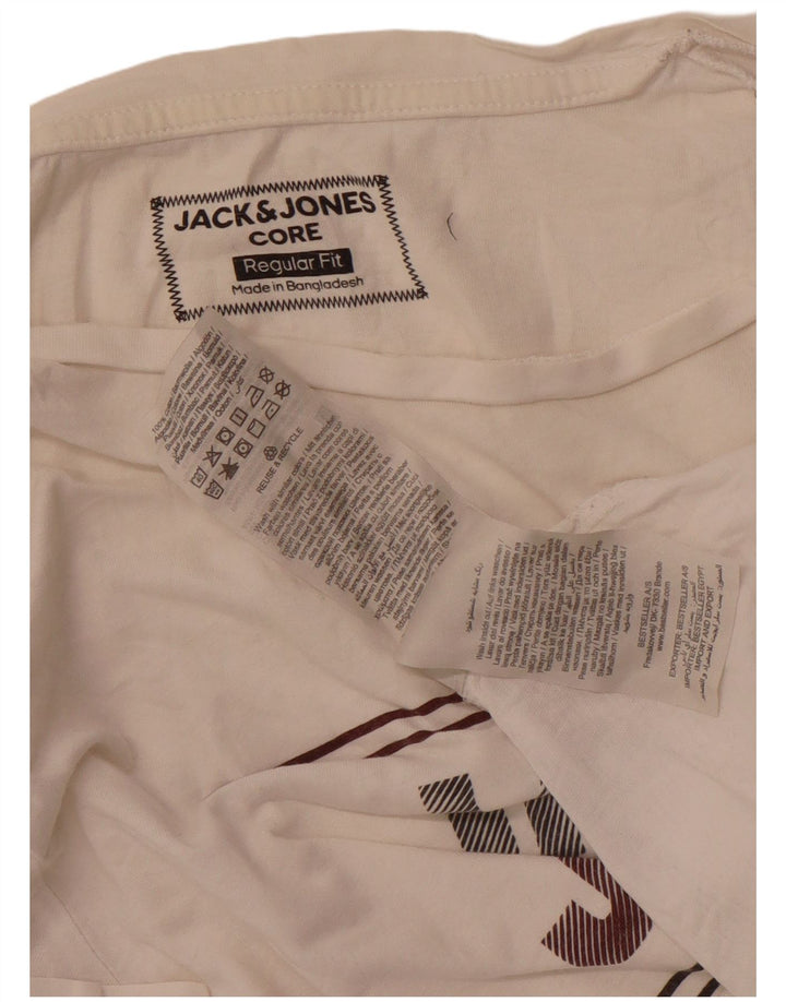 Jack & Jones Ανδρικό γραφικό μπλουζάκι με κανονική εφαρμογή, Βαμβακερό, μεσαίο και λευκό