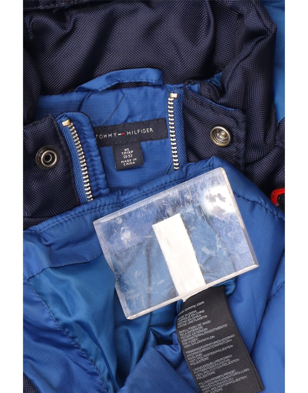 TOMMY HILFIGER Γραφικό μπουφάν με επένδυση για αγόρια 4-5 ετών XS μπλε χρώμα