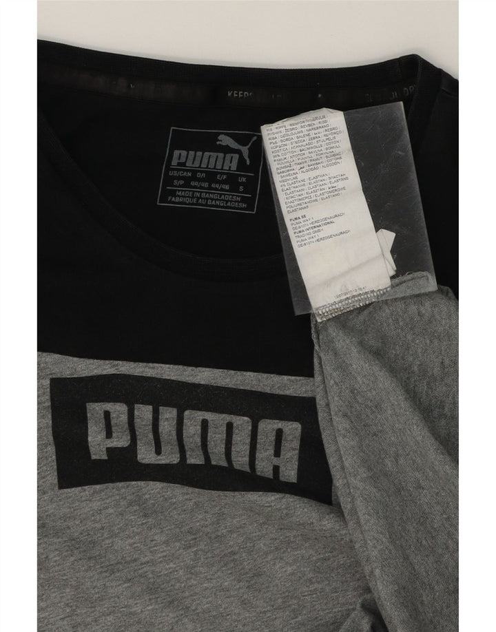 PUMA Mens Graphic T-Shirt Top Small Grey Colourblock Cotton Vintage Puma and Second-Hand Puma from Messina Hembry 