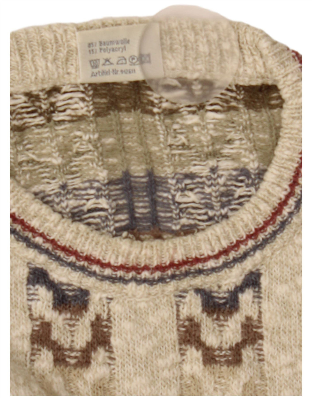 Ανδρικό πουλόβερ Paco Calvari Crew Neck Jumper IT 50/52 Medium Beige Geometric