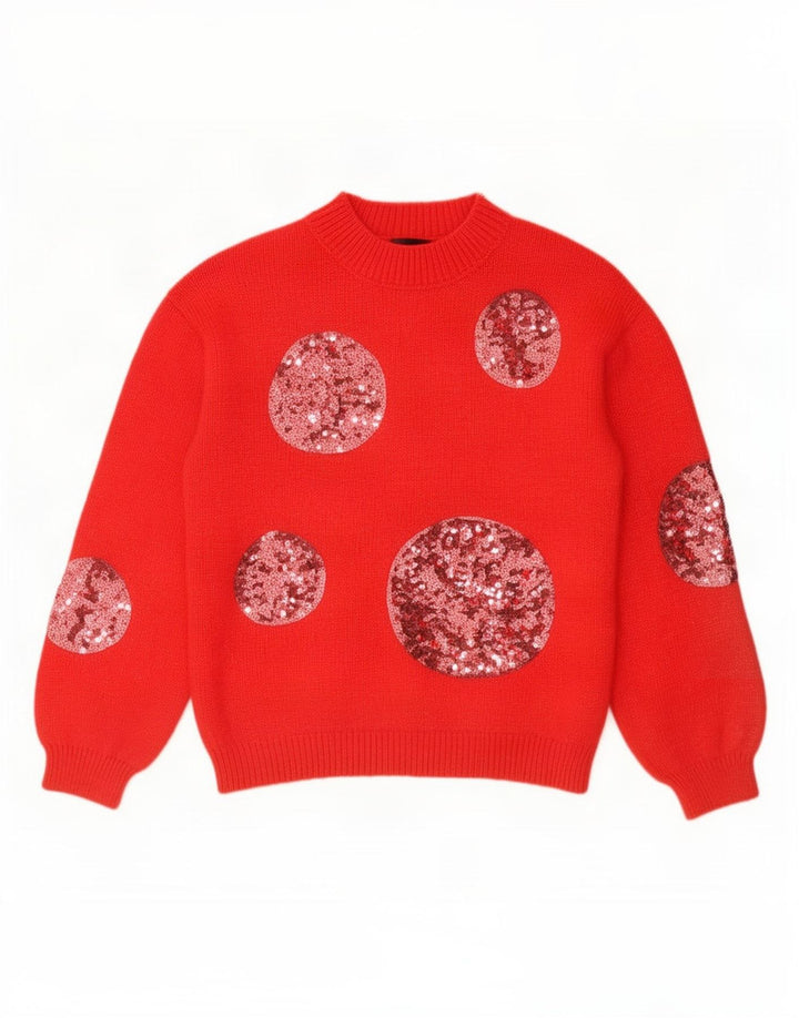 Marks & Spencer Γυναικείο πουλόβερ με λαιμό χελώνα UK 10 Small Red Geometric