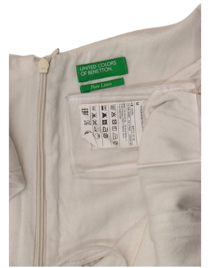 Γυναικείο φόρεμα Benetton Slip UK 12 Λευκό λινό με ρίγες