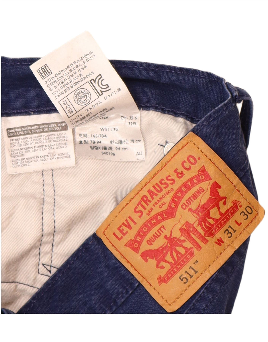 Ανδρικό LEVI'S 511 Slim Casual Παντελόνι W31 L30 Navy Blue Cotton