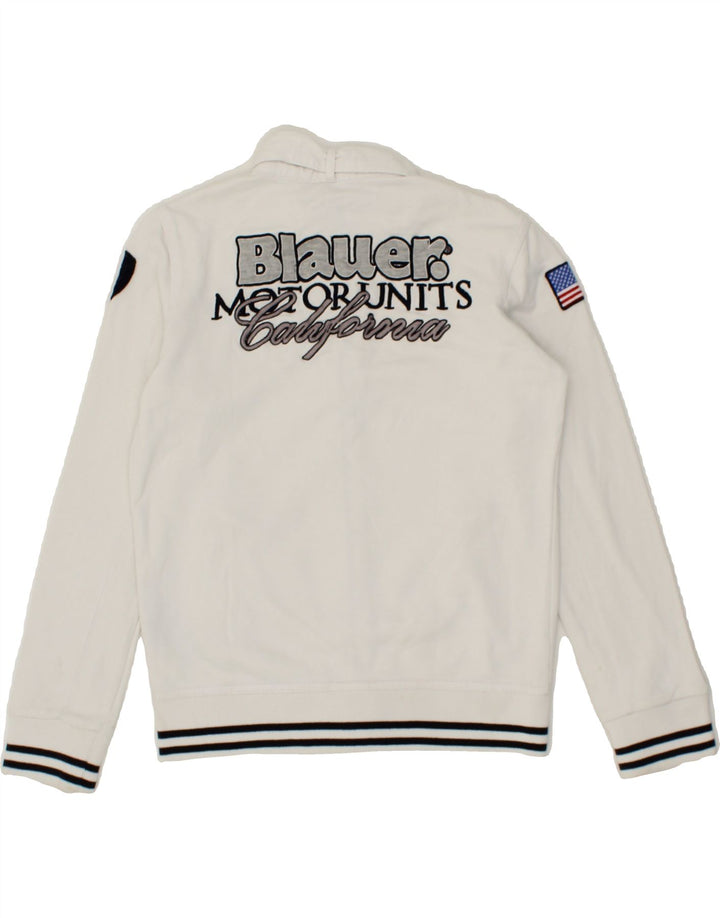 BLAUER Boys Graphic Tracksuit Top Jacket 9-10 Years White Cotton Vintage Blauer and Second-Hand Blauer from Messina Hembry 